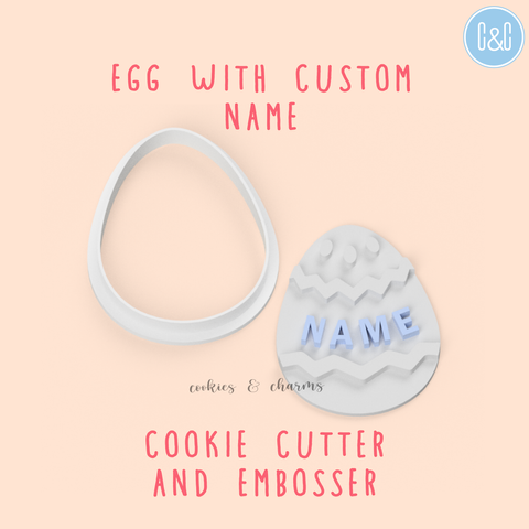 egg with custom name cookie cutter