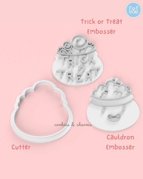 cauldron trick treat cookie cutter and embosser 2