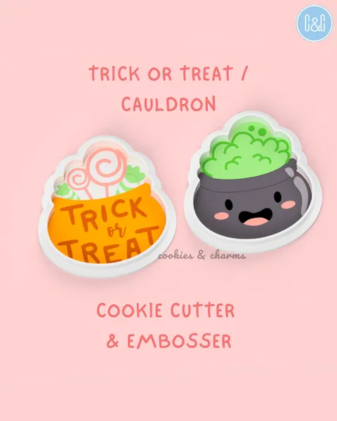 cauldron trick treat cookie cutter and embosser 1