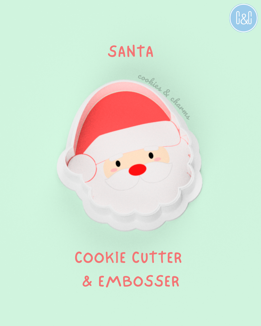 santa head cookie cutter and embosser