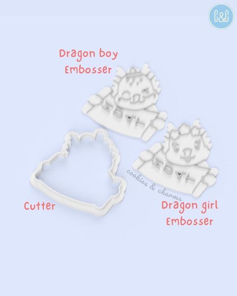 dragon scroll cookie cutter and embosser发财龙新年