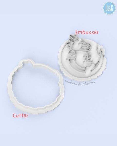 round dragon cookie cutter and embosser cake