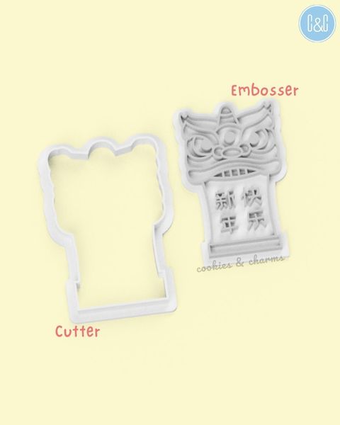 lion dance scroll cookie cutter and embosser cake lunar new year