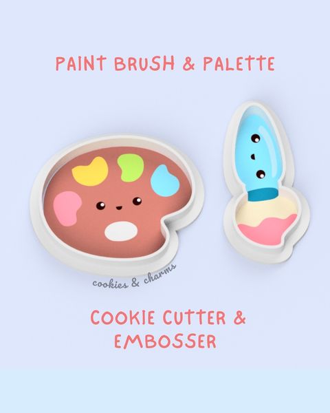 Paint brush palette cookie cutter embosser 1
