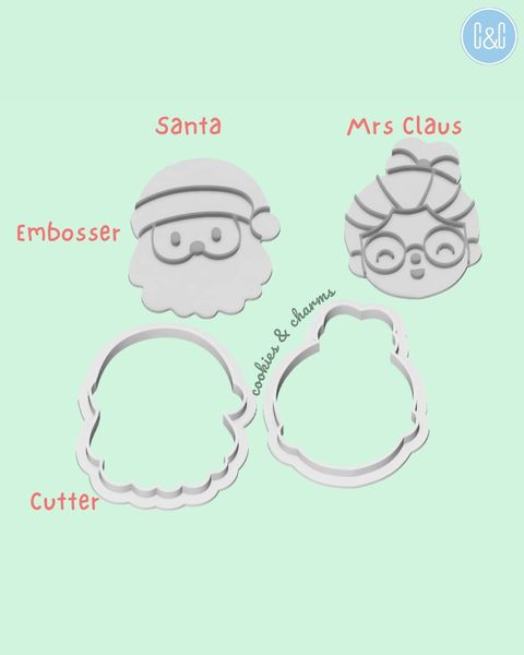 mr mrs claus cookie cutter embosser 2