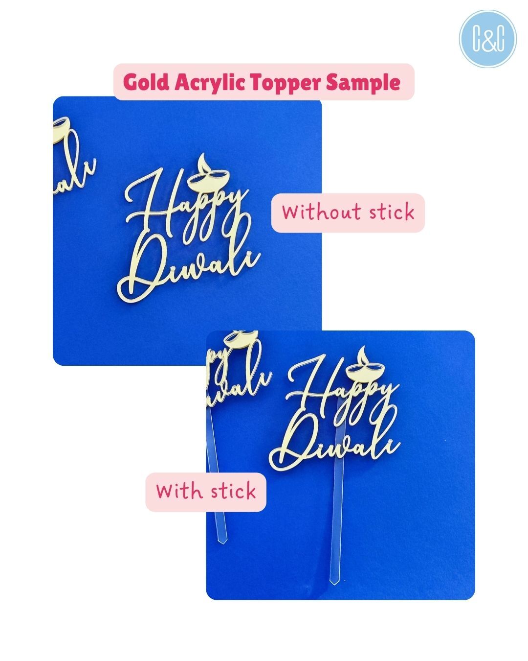 gold acrylic Cake Topper sample