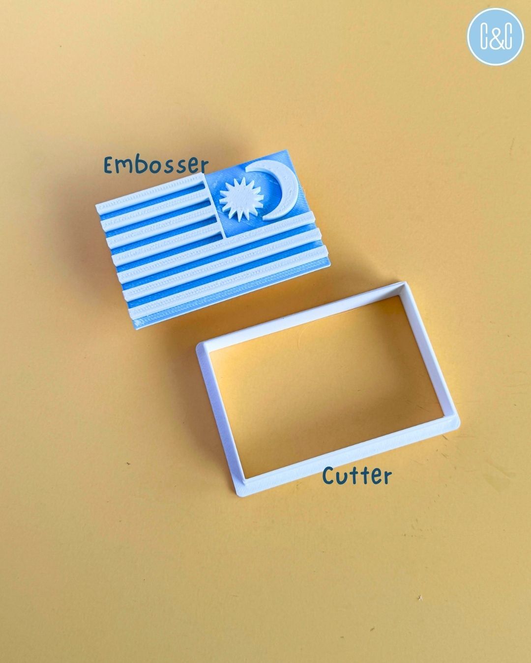 Malaysia rectangle flag cookie cutter embosser
