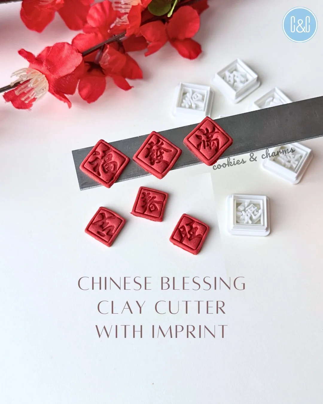 chinese blessing clay cutter imprint