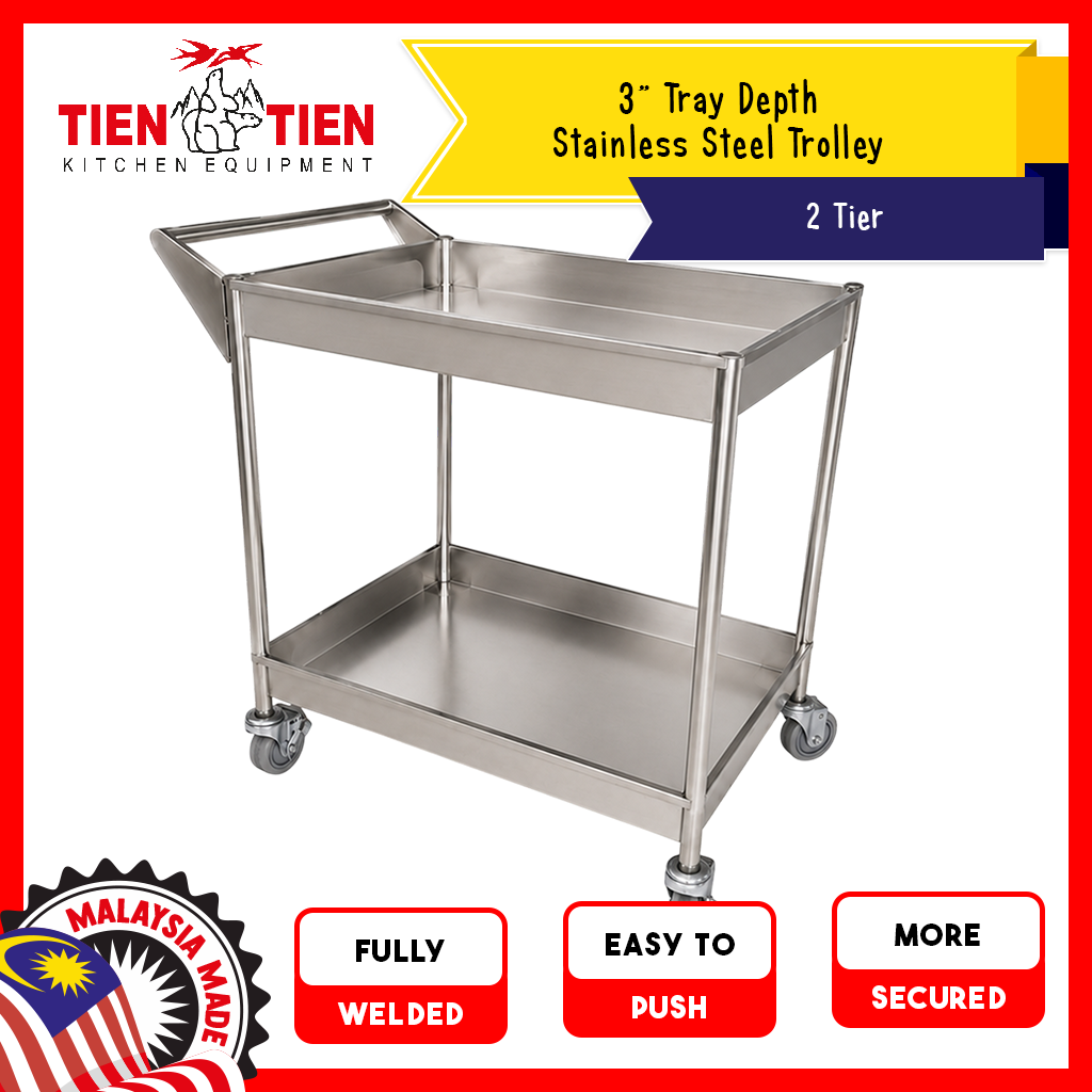 Malaysia-Commercial-Kitchen-Equipment-3-Inch-Tray-Depth-Stainless-Steel-Trolley-2-Tier-1