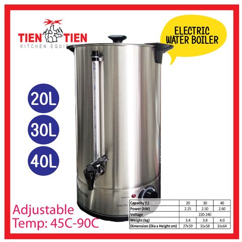 OMS STAINLESS STEEL ELECTRIC WATER BOILER 20L 30L 40L