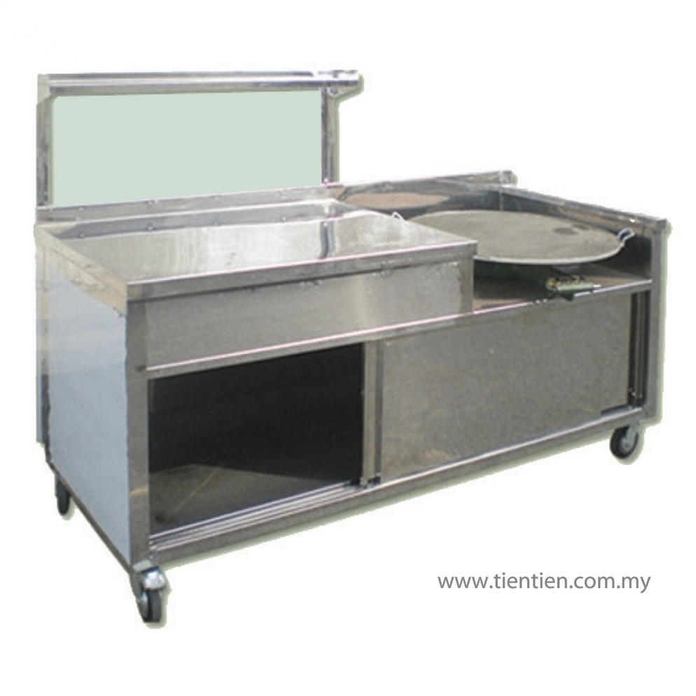 TIEN TIEN Stainless Steel Roti Canai Stall c/w 1 Tier Overshelf