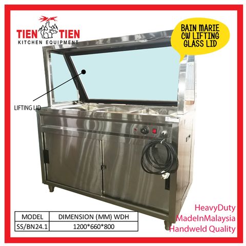 stainless-steel-bain-marie-4ft-with-lid-lifting-glass-top-tientien-malaysia