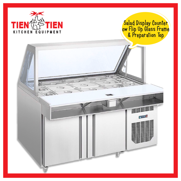 UOT-SS-TIEN-TIEN-SALAD-DISPLAY-COUNTER-WITH-FLIP-UP-GLASS-FRAME-PRAPARATION-TOP