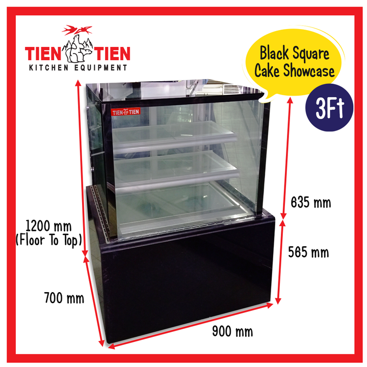 OT-CS12.1-TIEN-TIEN-3FT-BLACK-SQUARE-CAKE-SHOWCASE