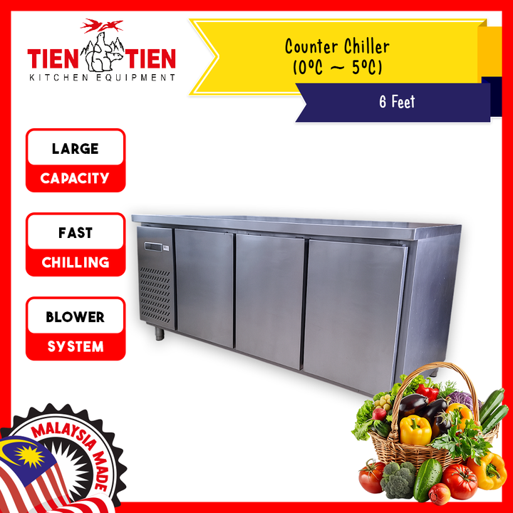 Malaysia-Commercial-Kitchen-Equipment-Counter-Chiller-6-Feet-Blower-System-1