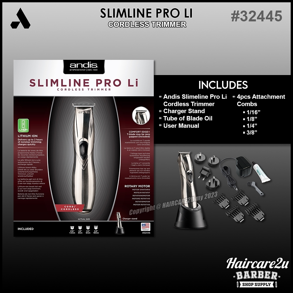 Andis D-8 Slimline Pro Li T-Blade Cordless Hair Trimmer #32445 6