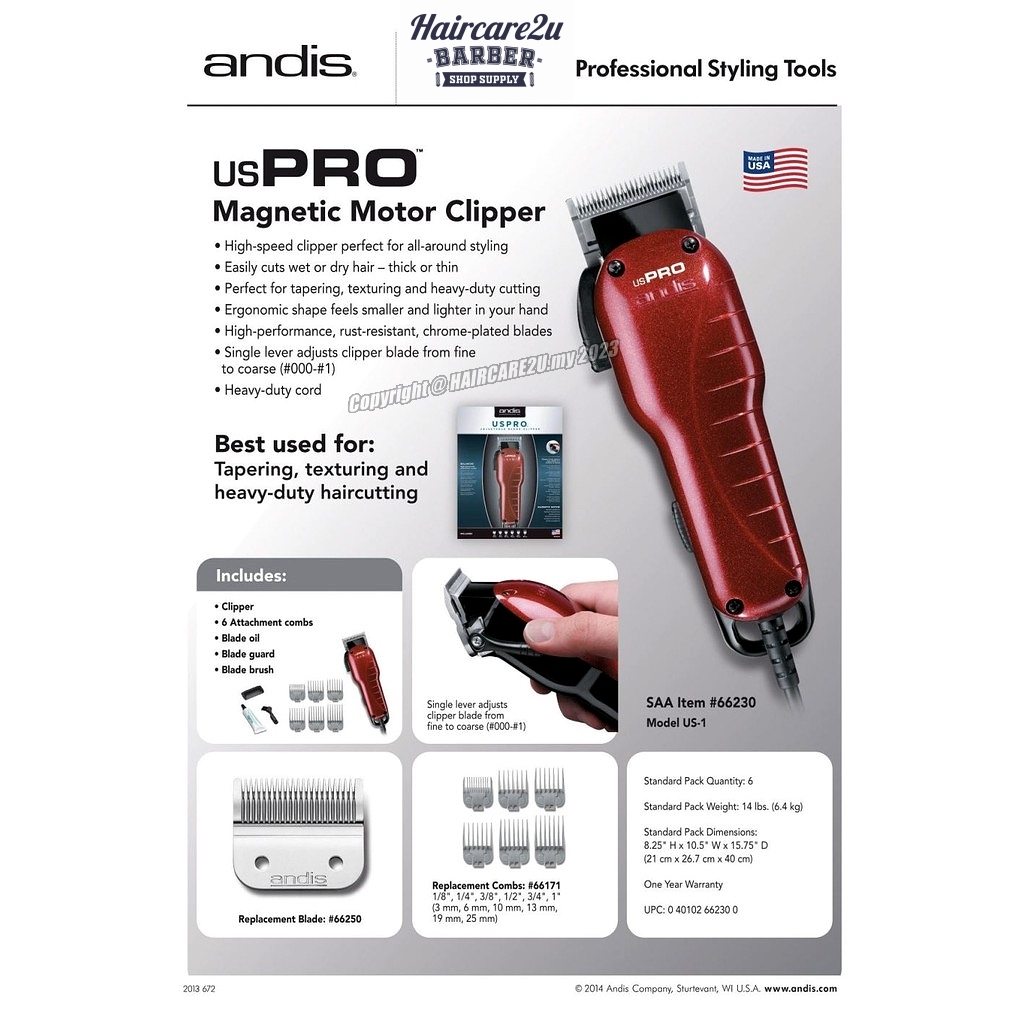 Andis US Pro High Speed Adjustable Blade Hair Clipper #66225 7