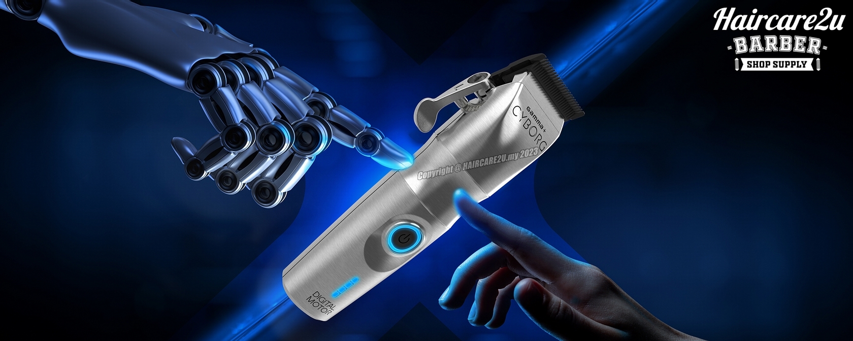 Gamma+ CYBORG Professional Metal Clipper with Digital Brushless Motor #GP604M Banner 2