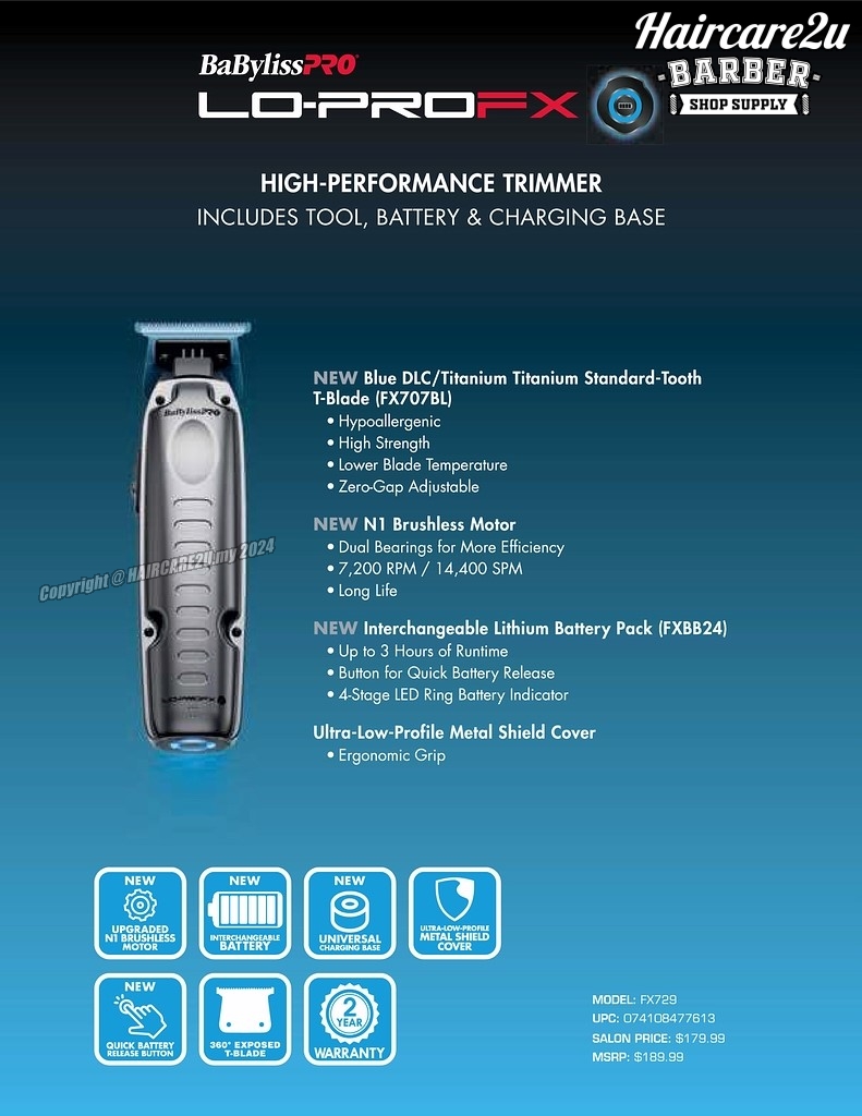 BaByliss Pro FXONE LO-PROFX High-Performance Low-Profile Trimmer #FX729 12