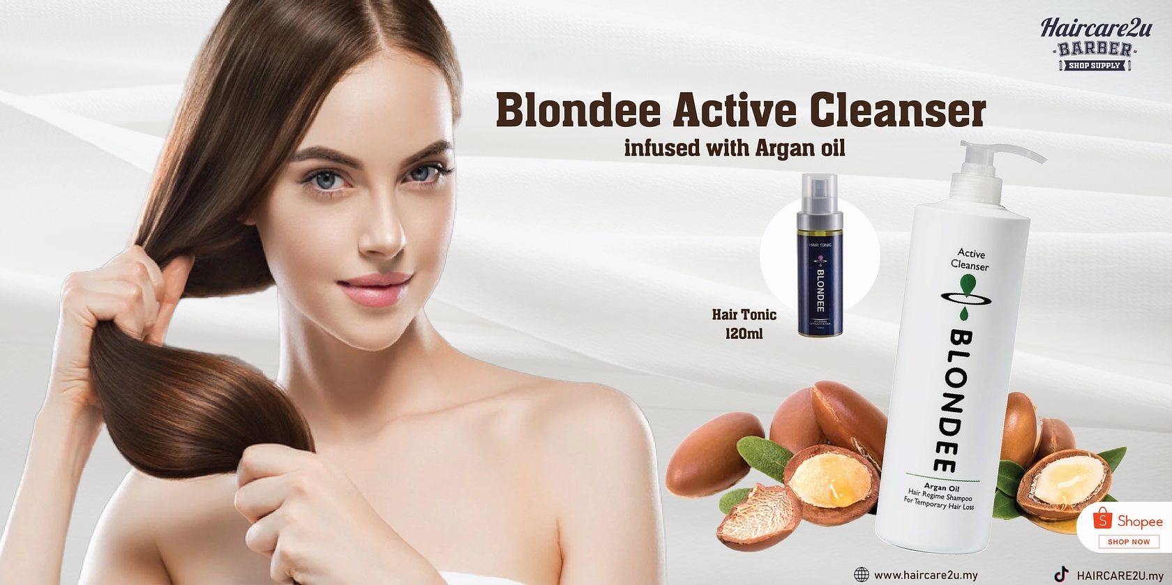 Blondee Active Cleanser Argan Oil Hair Loss Shampoo with Hair Tonic Banner