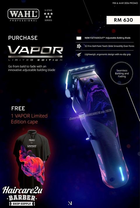 Wahl Pro 5 Star Vapor Limited Edition Cordless Hair Clipper with LE Cutting Cape #3028660