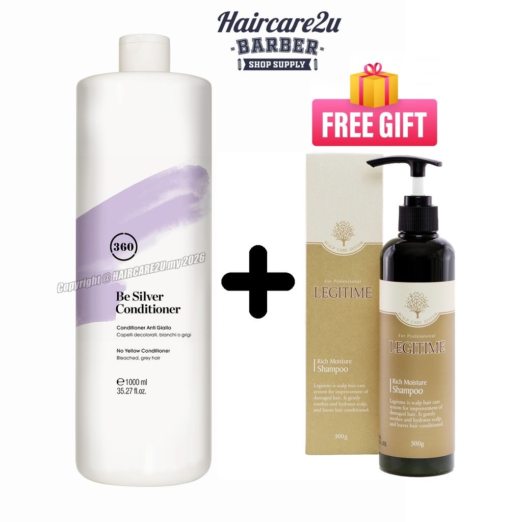 1000ml 360 BE Silver No Yellow Conditioner + Legitime Rich Moisture Shampoo