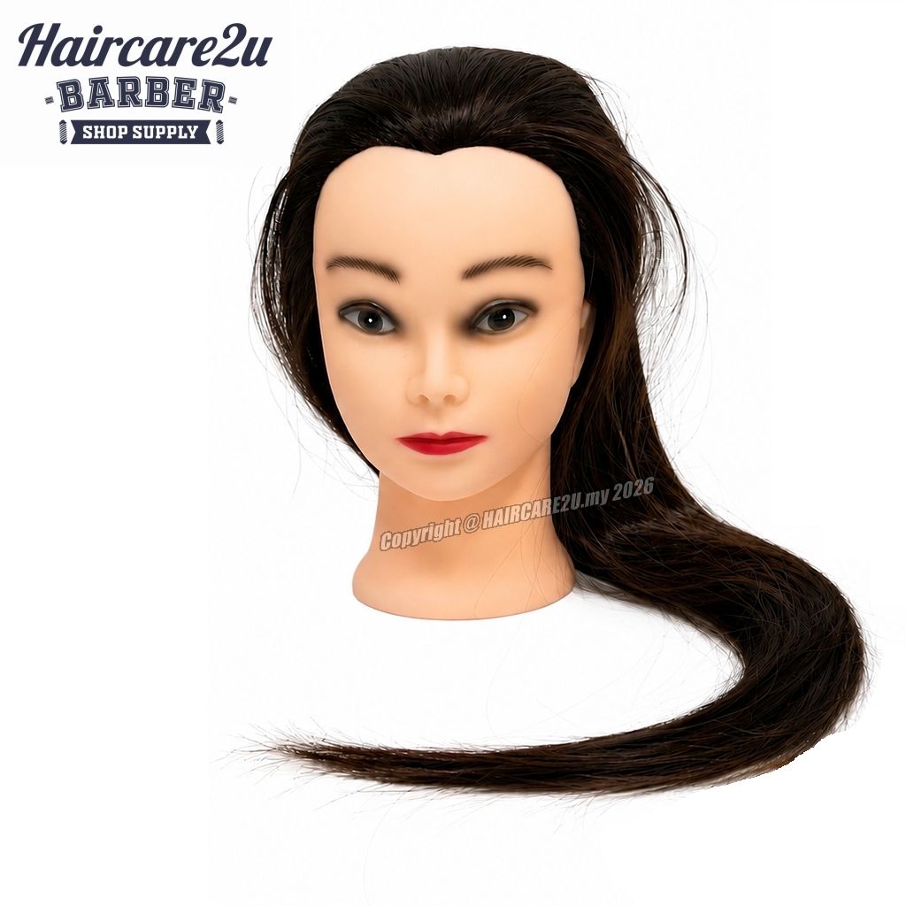 24 Student Professional Hair Training Academy 100% Real Hair Mannequin Head (Dark Brown)