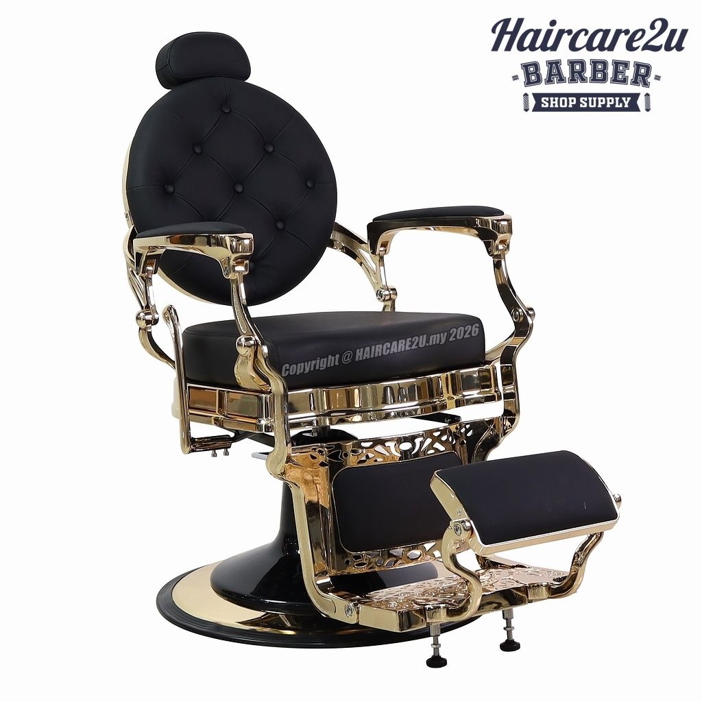 K-539-E1 Barber Chair - Black (Gold Frame)