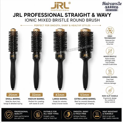 JRL Professional Straight & Wavy Ionic Mixed Bristle Round Brush