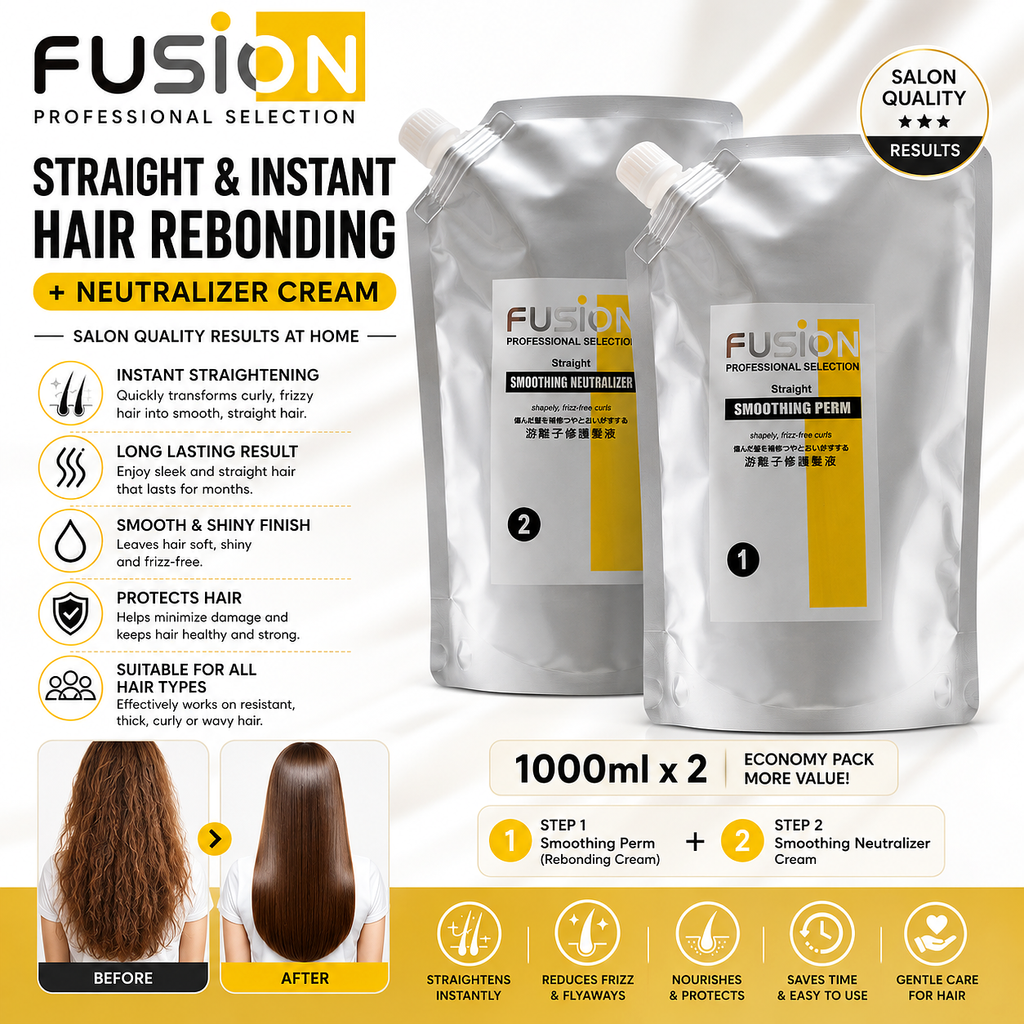 1000ml Fusion Straight & Instant Hair Rebonding + Neutralizer Cream