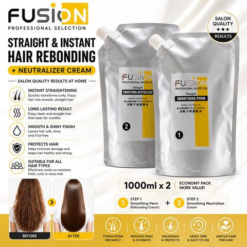1000ml Fusion Straight & Instant Hair Rebonding + Neutralizer Cream