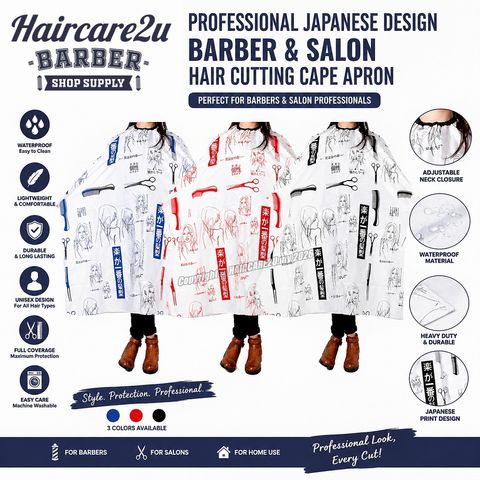 Professional Japanese Design Waterproof Barber & Salon Hair Cutting Cape Apron
