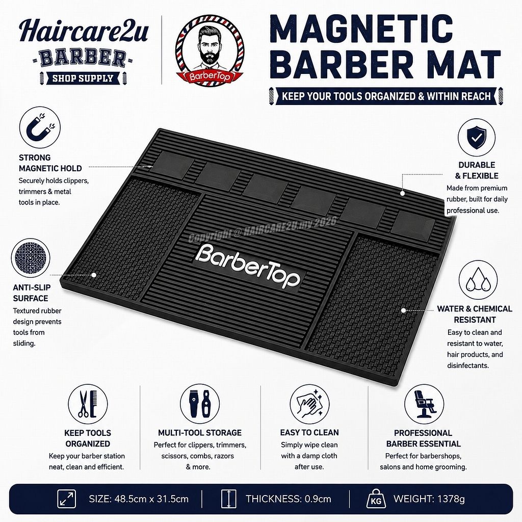 BarberTop Professional Magnetic Barber Mat Anti-Slip Large Workstation Rubber Mat