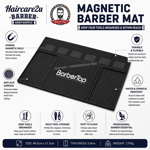 BarberTop Professional Magnetic Barber Mat Anti-Slip Large Workstation Rubber Mat