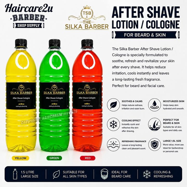 1.5L The Silka Barber Professional After Shave Lotion & Cologne for Beard & Skin  Cooling & Refreshing
