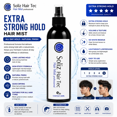 300ml Soliz Hair Tec Extra Strong Hold Hair Mist  Professional Hair Styling Spray