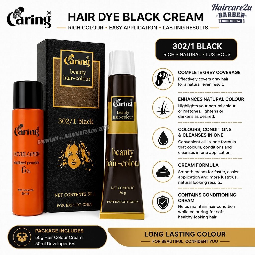 50g Caring Hair Dye Black Cream 3