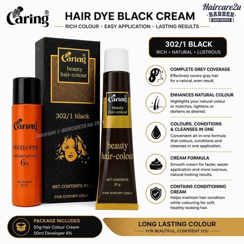 50g Caring Hair Dye Black Cream 3