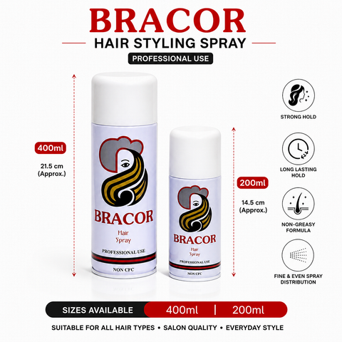 400ml  200ml Bracor Hair Styling Spray