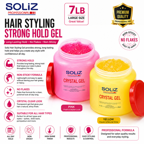 7LB Soliz Professional Crystal Hair Styling Gel – Strong Hold & High Shine
