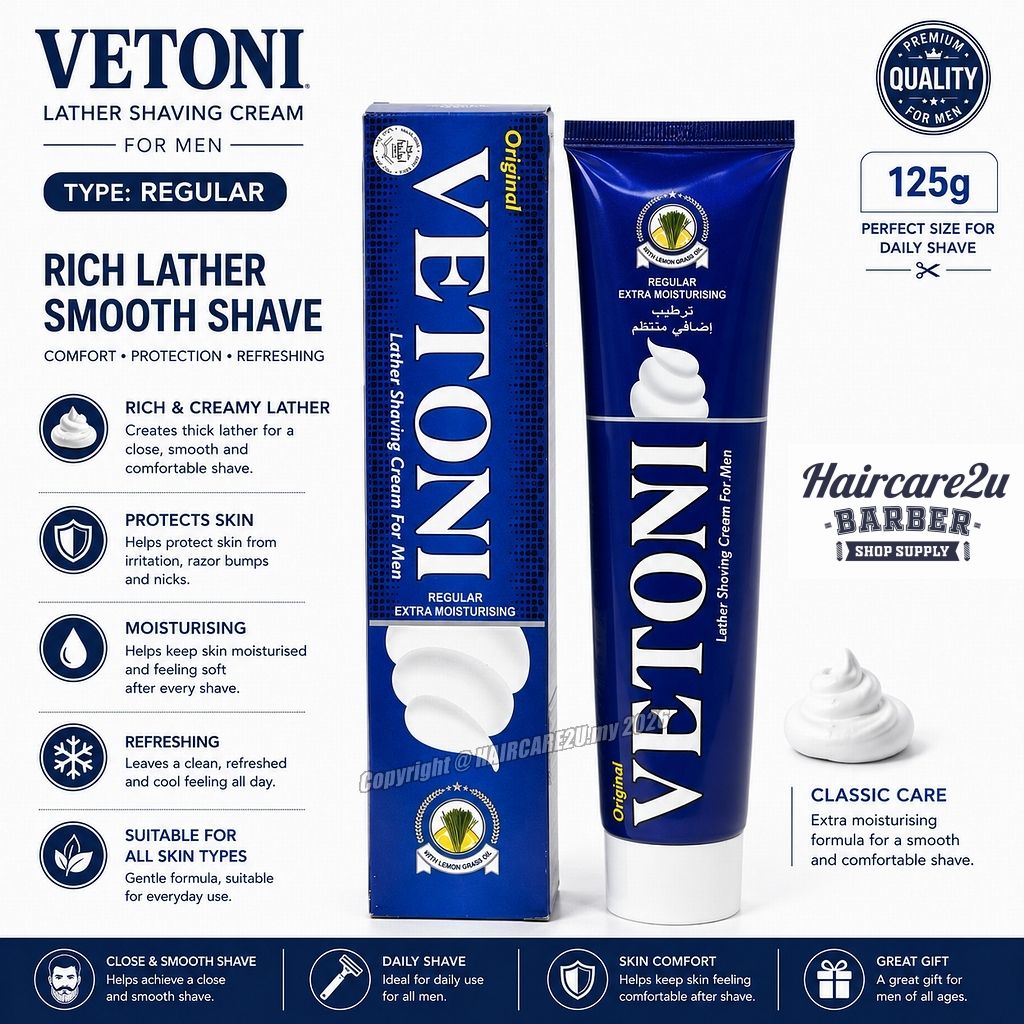 125g Vetoni Lather Shaving Cream for Men (Regular)
