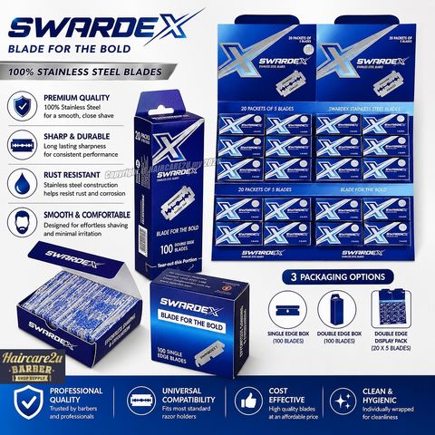 Swardex Stainless Steel Double Edge Single Edge Razor Blades 100pcs for Barber Shaving