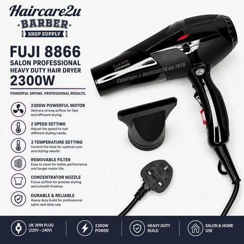 Fuji 8866 Salon Professional Heavy Duty Ionic Hair Dryer (2300W)