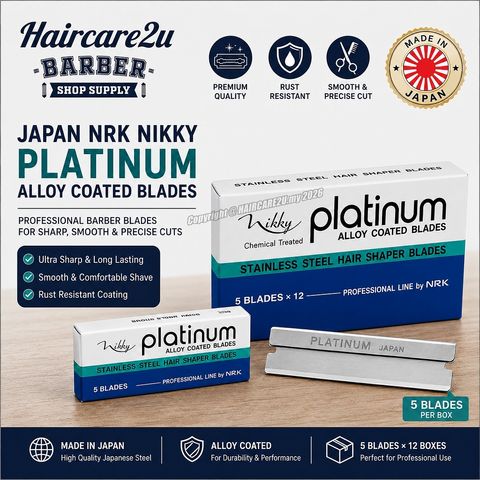 Japan NRK Nikky Platinum Alloy Coated Stainless Steel Hair Shaper Blades