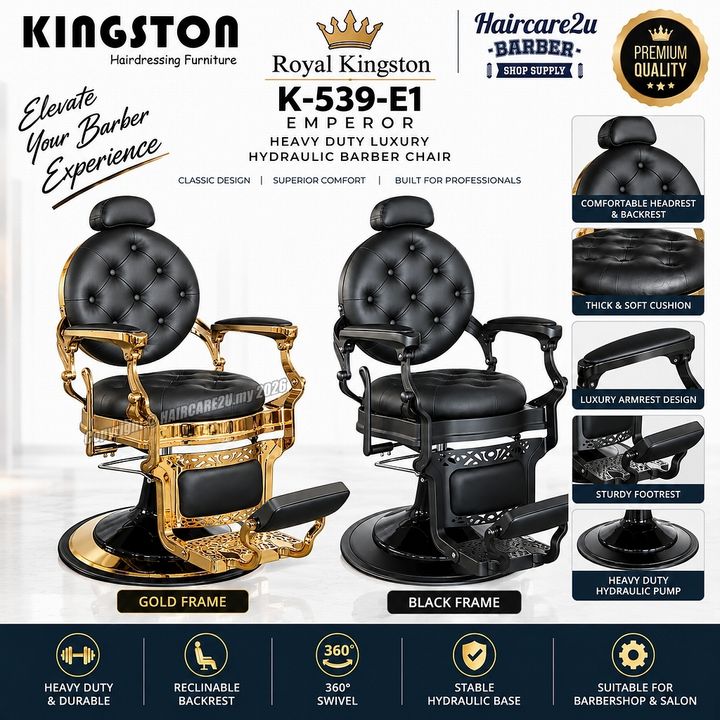 Royal Kingston K-539-E1 Emperor Heavy Duty Luxury Hydraulic Barber Chair