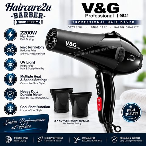 V&G 9821 Professional 2200W Ionic UV Heavy Duty Salon Hair Dryer