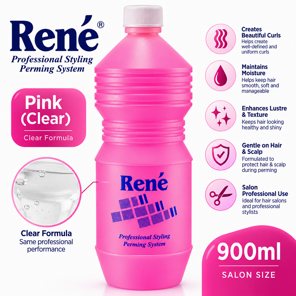 900ml Rene Professional Hair Styling Cold Wave Perm Lotion (Pink Clear)
