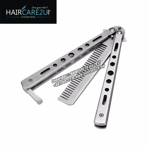 Barber Stainless Steel Butterfly Switch Comb Silver 8.jpg