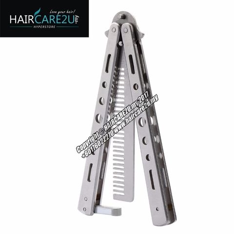 Barber Stainless Steel Butterfly Switch Comb Silver 8.jpg