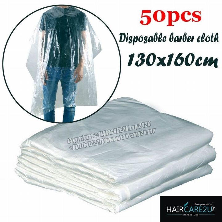 50pcs Barber Salon Disposable Transaprent Cutting Cape (130cm x 160cm).jpg